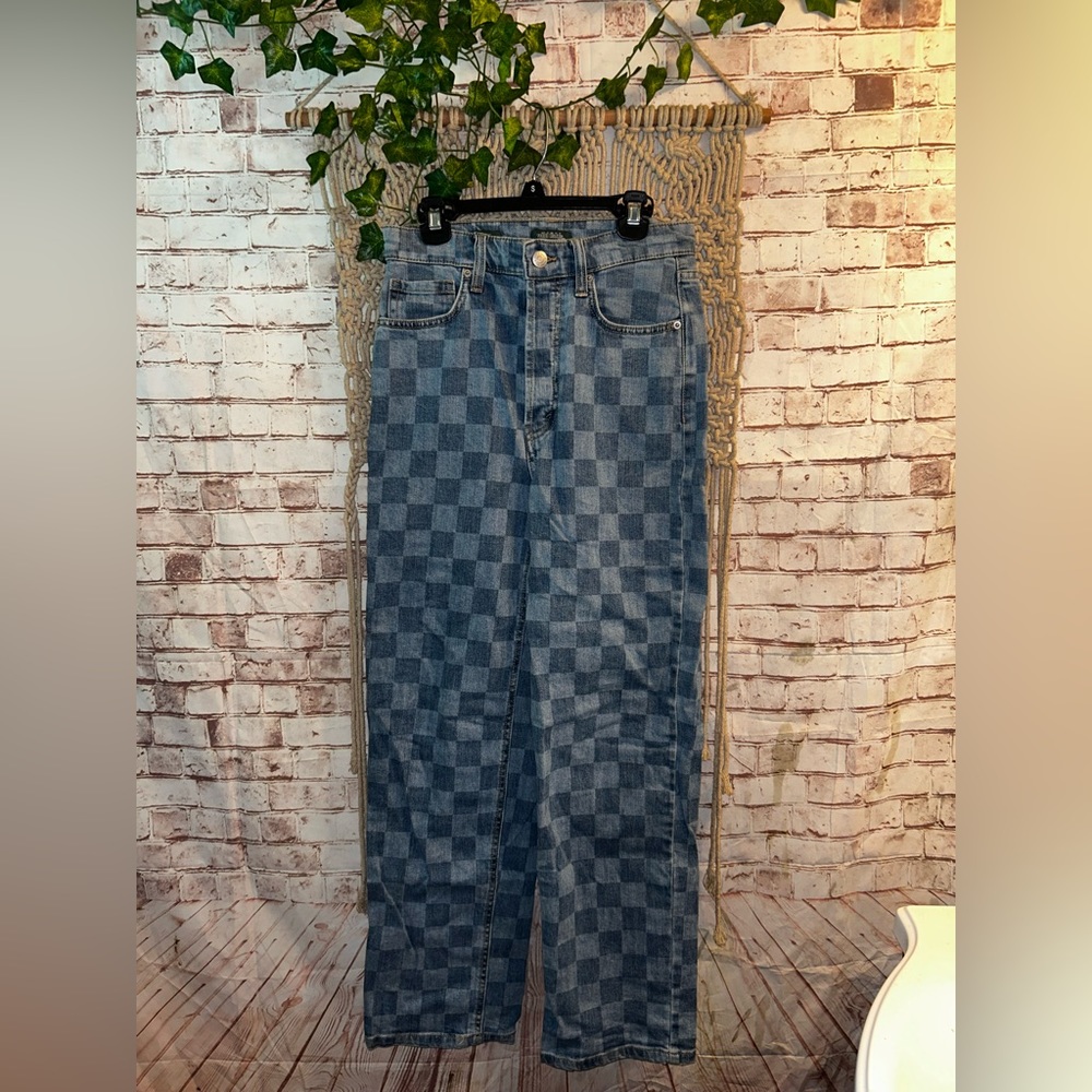 checker print jeans